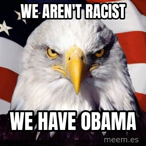 American Pride Eagle meme: We aren't racist / we have obama