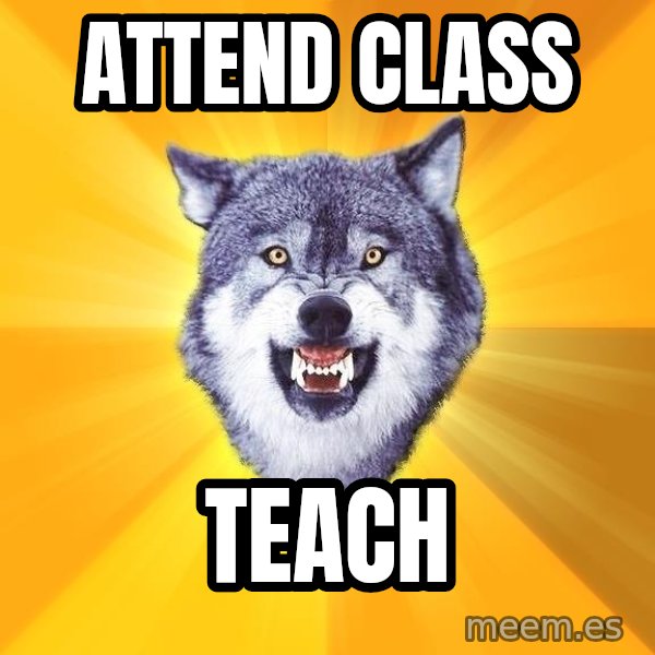 Courage Wolf meme: Attend Class / TEACH