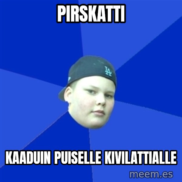 Jonnen Neuvo meme: pirskatti / kaaduin     puiselle      kivilattialle