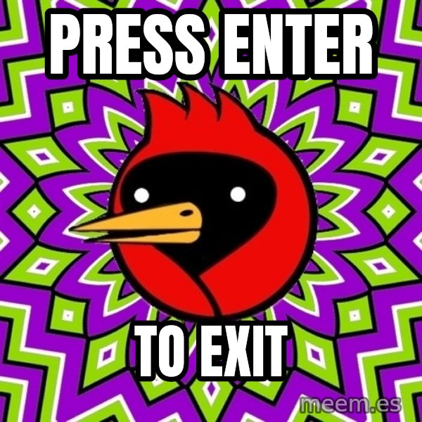 Omsk Crow meme: PRESS ENTER / TO EXIT