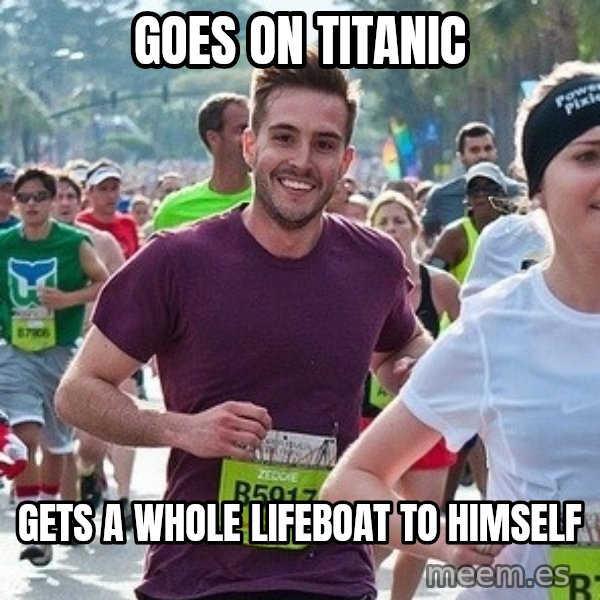 Ridiculously photogenic guy (Zeddie) meme: goes on titanic / gets a whole lifeboat to himself