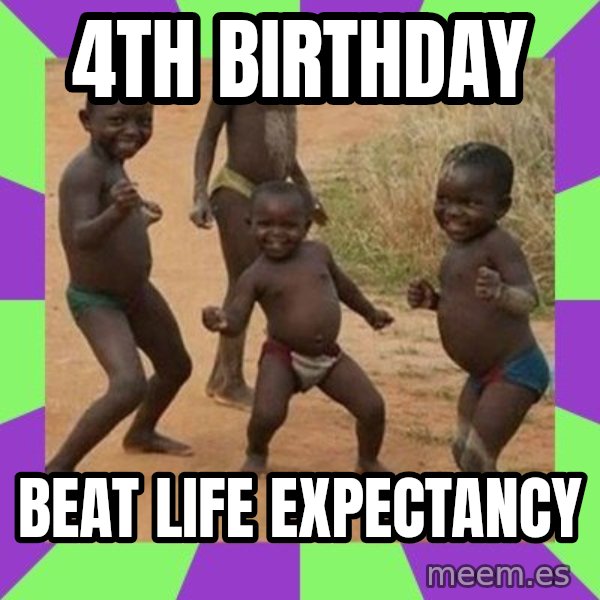 african children dancing meme: 4TH BIRTHDAY / BEAT LIFE EXPECTANCY