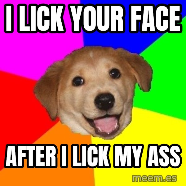 Advice Dog meme: I lick your face / After I lick my ass