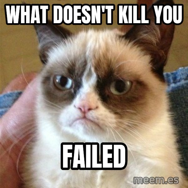 Grumpy Cat  meme: What doesn't kill you / failed