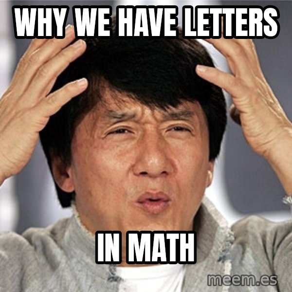 Jackie Chan meme: why we have letters / in math