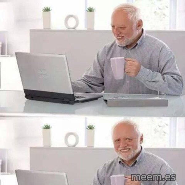 Hide the Pain Harold (two panels) meme template