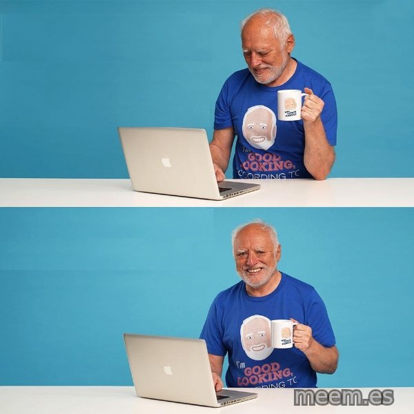 Harold Two Panels, in Colour meme template